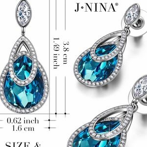 J.NINA ✦Blue elf✦ Earrings Gifts for Women Blue Bermuda Crystal Earrings